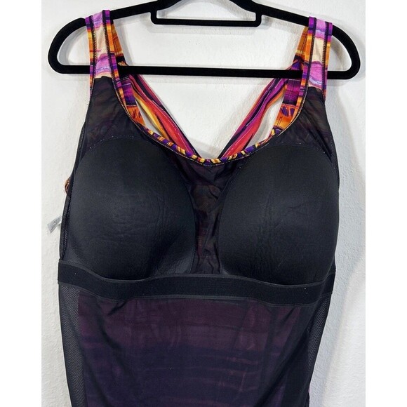 Catherines Square Neck Tummy Control One Piece Swimsuit Plus Size 30W - Picture 9 of 11